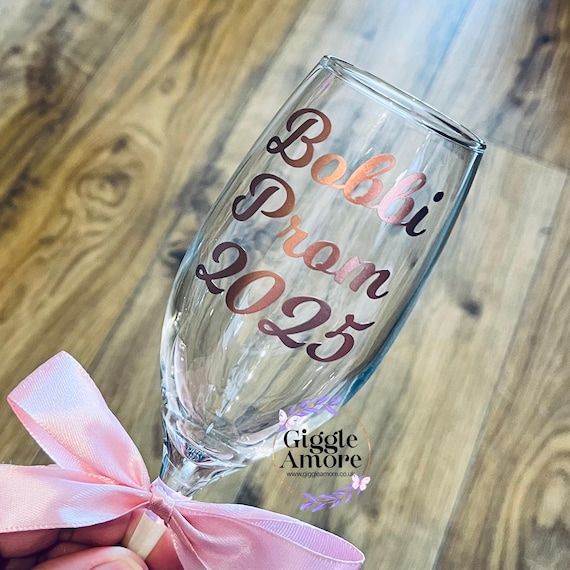 Personalised Wedding Prom Glasses Bride/Bridesmaid champagne flute, wedding titles, maid of honour glass
