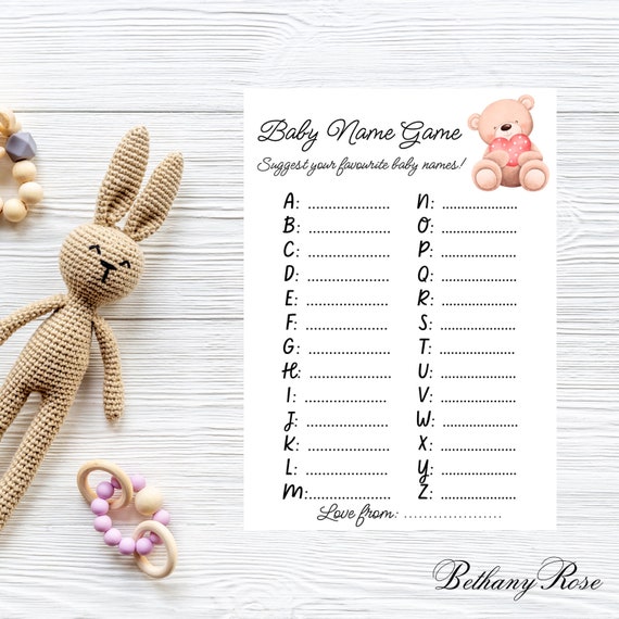 Baby Shower Game name ideas/suggestion cards, game/activity/prediction Cards