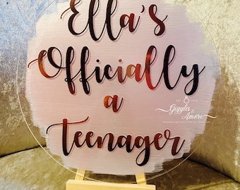 Personalised Business Social Media Sign, Clear Acrylic, 35cm promotion Birthday Table, Small Business Personalised Acrylic Sign - ANY COLOUR