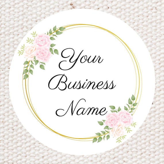 Custom Business Logo Stickers: Pink Floral Wreath, Glossy Finish