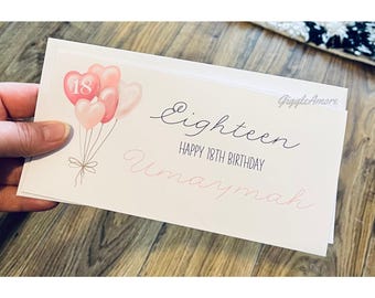 Handmade Personalised Money Wallet Gift Card Birthday 18 Eighteen Birthday Wedding Engagement Pink