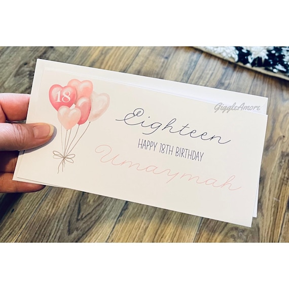 Handmade Personalised Money Wallet Gift Card Birthday 18 Eighteen Birthday Wedding Engagement Pink
