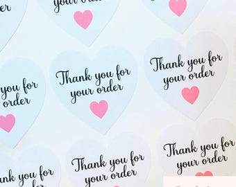 Thank You Stickers: Heart Labels, Small Business Packaging (40mm)