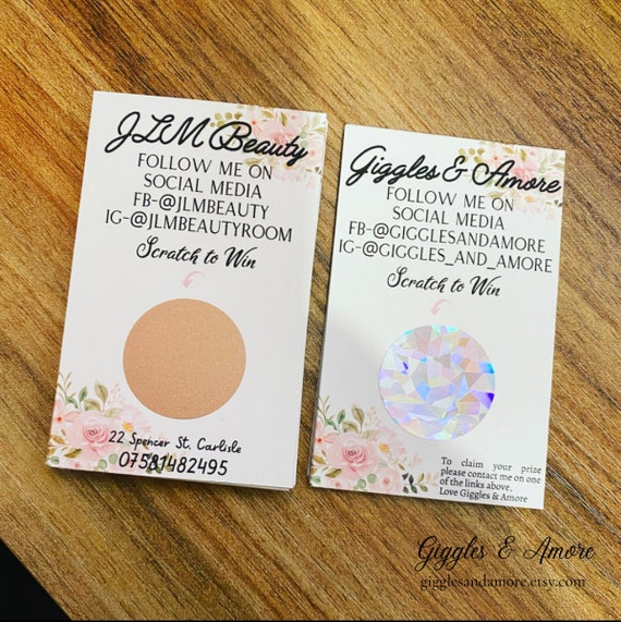10 Personalised Scratch and Reveal Small Business Cards
