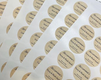 Personalised Wax Melt Scent Stickers: Kraft Business Labels