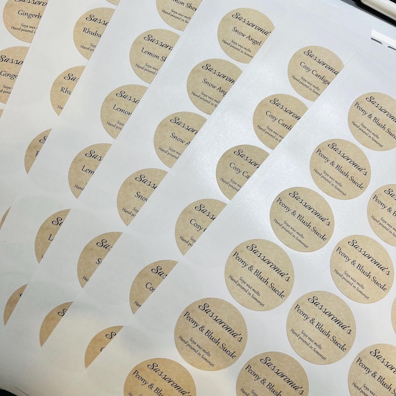 Personalised Wax Melt Scent Stickers: Kraft Business Labels