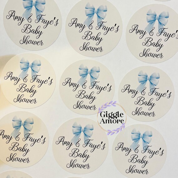 Personalised Baby Shower, Party Stickers, Floral Thank you for coming, Labels, coquette bow, Thank U, Self Adhesive, Printed