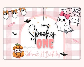 Personalised Spooky One 1st Birthday Party Stickers: Halloween Theme
