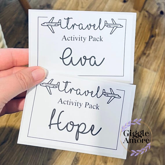 Personalised Airplane Travel Activity Pack Stickers: Wedding Party Favors