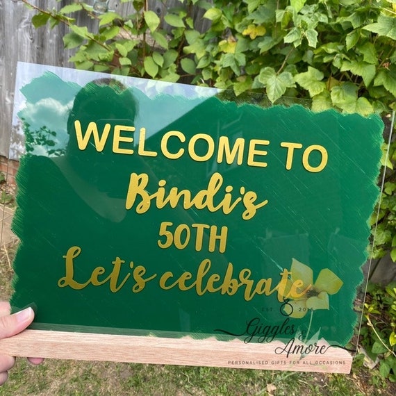 Personalised Welcome Wedding Sign, Birthday, Acrylic, A3, Decoration, Decor