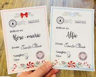 Large Personalised Christmas POSTAGE LABEL Sticker Parcel Santa XMAS Present