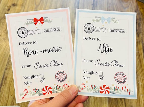 Large Personalised Christmas POSTAGE LABEL Sticker Parcel Santa XMAS Present