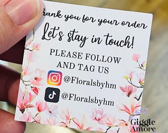 24 Personalised Thank You Small Business Cards or Stickers, Your own logo