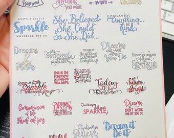25 Diary Planner Stickers, Motivational, Dreams And Plans, Calendar, Scrapbook 101