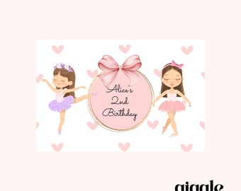 Personalised Party Box Stickers Gold White Box Bag Birthday Party Gift Favour Activity Food ballet hot air ballerina