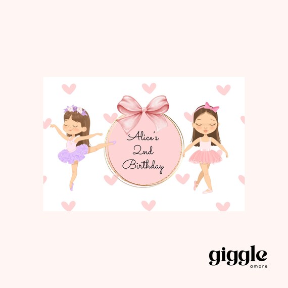 Personalised Party Box Stickers Gold White Box Bag Birthday Party Gift Favour Activity Food ballet hot air ballerina