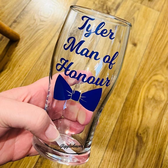 Personalised Wedding Pint Glasses Bride/Bridesmaid champagne flute, wedding titles, maid of honour glass