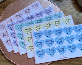 Ready To Pop Party Stickers, Thank you for coming, Labels, Kids, Thank U, Self Adhesive, Printed, Personalized, Baby Shower
