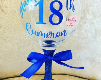 Personalised Gin Glass Name Balloon Birthday Wedding Hen Party Gift glitter