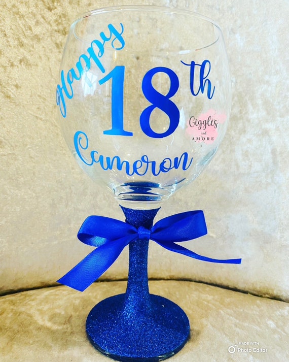 Personalised Gin Glass Name Balloon Birthday Wedding Hen Party Gift glitter
