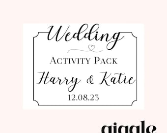 Personalised Wedding Activity Pack Stickers Theme Stickers Gold White Box Bag Birthday Party Gift Favour Activity