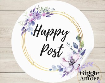 Happy Post Stickers, Business Stickers, Labels,Thank U, Self Adhesive, Printed, Personalized, Small Buisness Labels