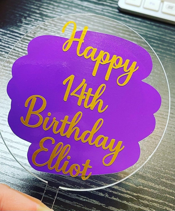 Personalised Acrylic Cake Topper Your Choice Of Wording And Colour, Birthday