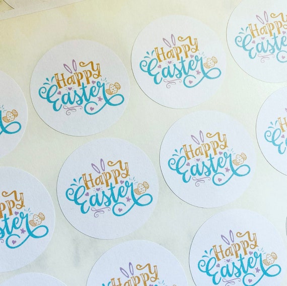 Happy Easter stickers, Labels, Business, Thank U, Self Adhesive, Printed, Personalized, Small Business Stationary
