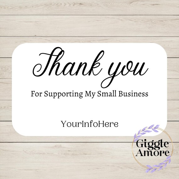 24 Personalised Thank For Your Supporting My Small Business Cards