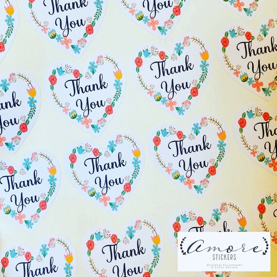 Thank You Stickers, Business Stickers, Labels,Thank U, Self Adhesive, Printed, Personalized, Small Buisness Labels