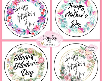 Happy Mothers Day Stickers, Business Stickers, Labels,Thank U, Self Adhesive, Printed, Four designs , Small Buisness Labels