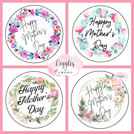 Happy Mothers Day Stickers, Business Stickers, Labels,Thank U, Self Adhesive, Printed, Four designs , Small Buisness Labels