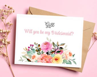 Personalised Bridesmaid Proposal Card: Floral A6 Card