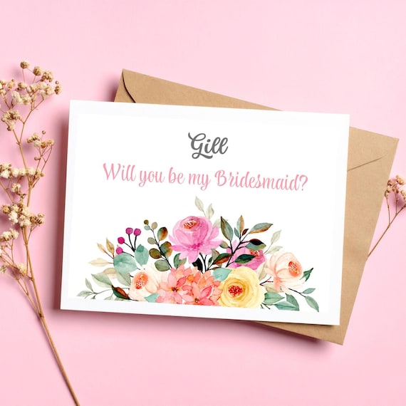 Personalised Bridesmaid Proposal Card: Floral A6 Card