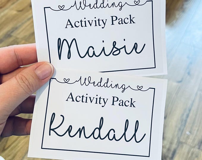 Featured listing image: Personalised Wedding Activity Pack Stickers Theme Stickers Gold White Box Bag Birthday Party Gift Favour Activity