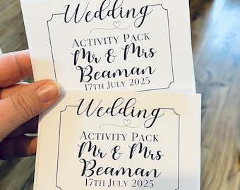 Personalised Heart Theme Wedding Activity Pack Stickers