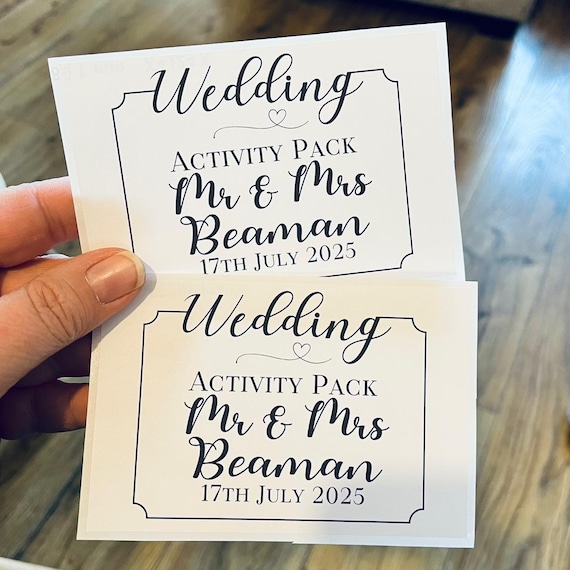 Personalised Heart Theme Wedding Activity Pack Stickers