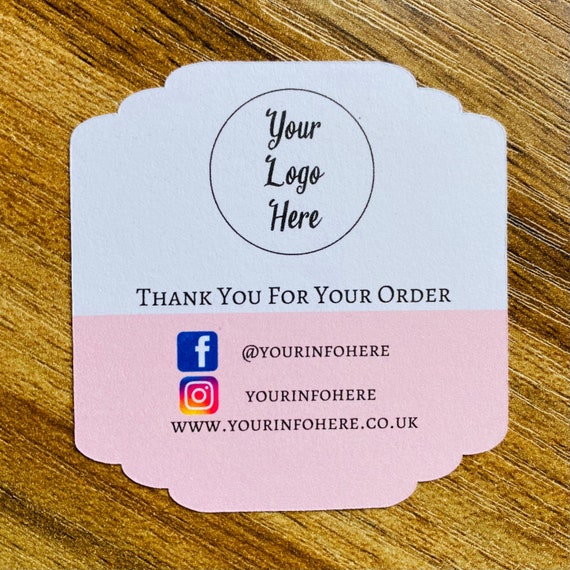 24 Personalised Thank You Small Business Cards or Stickers, Your own logo