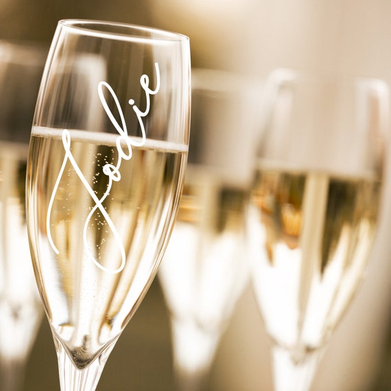 Personalised Bride Glass Bridesmaid champagne flute, wedding titles, maid of honour glass hen party