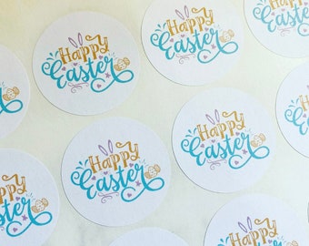 Happy Easter stickers, Labels, Business, Thank U, Self Adhesive, Printed, Personalized, Small Business Stationary