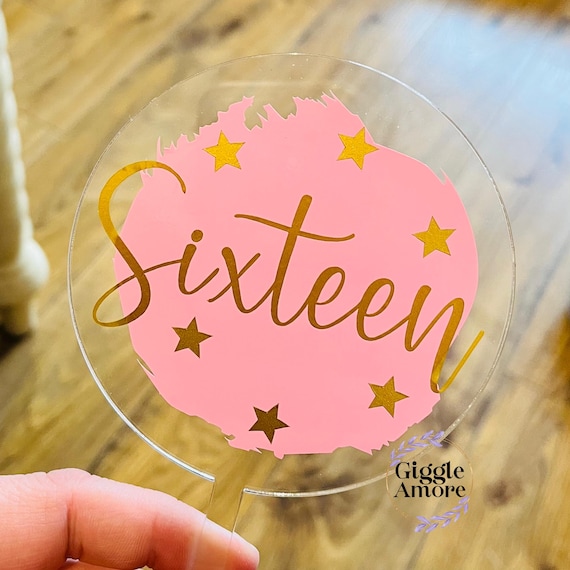 Personalised Acrylic Cake Topper = Happy Birthday - Cake Decor - Name - Circle