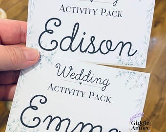 Personalised Wedding Activity Pack Stickers Theme Stickers Eucalyptus Theme White Box Bag Birthday Party Gift Favour Activity
