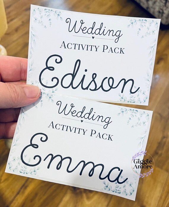 Personalised Wedding Activity Pack Stickers Theme Stickers Eucalyptus Theme White Box Bag Birthday Party Gift Favour Activity
