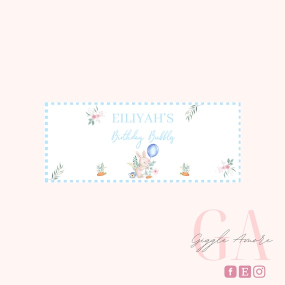 Personalised Party Bubble Wrapper Stickers Gold White Box Bag Birthday Party Gift Favour Activity Rabbit