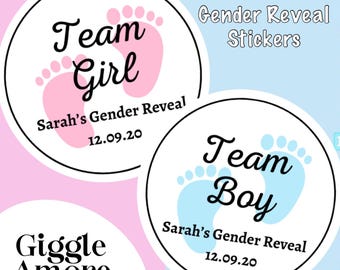 Personalised Gender Reveal Stickers: Thank You Labels, 40mm