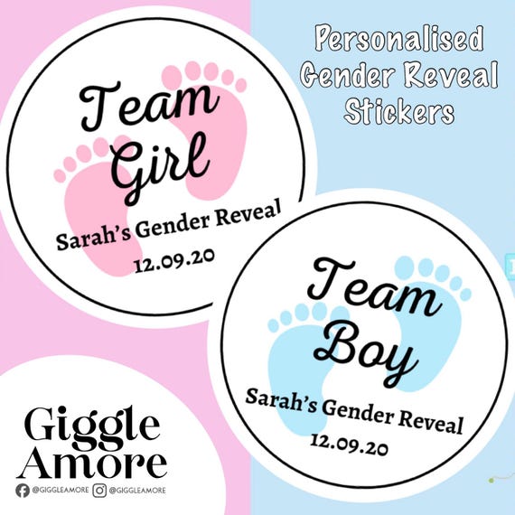 Personalised Gender Reveal Stickers: Thank You Labels, 40mm