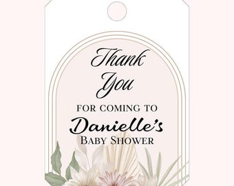 10 x Personalised Baby Shower Tags Gift Tags Thank You Tag Balloons Blue Favours