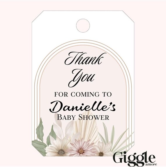 10 x Personalised Baby Shower Tags Gift Tags Thank You Tag Balloons Blue Favours