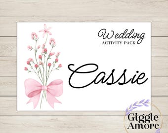 Personalised Wedding Activity Pack Stickers Theme Stickers Gold White Box Bag Birthday Party Gift Favour Activity