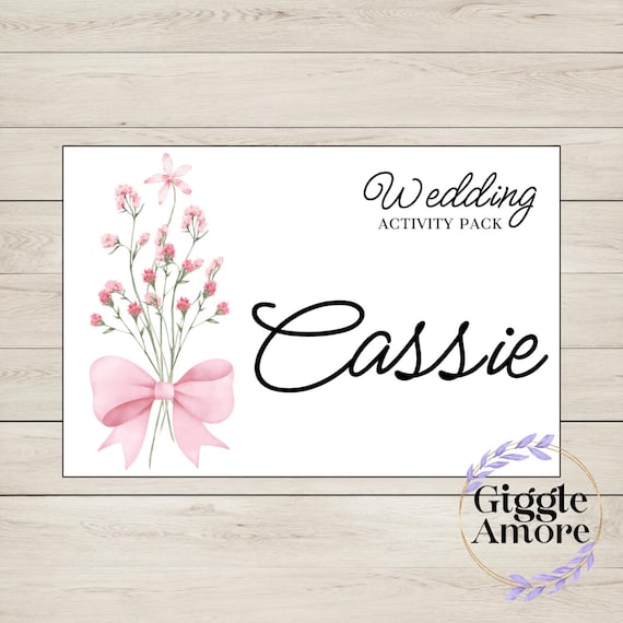 Personalised Wedding Activity Pack Stickers Theme Stickers Gold White Box Bag Birthday Party Gift Favour Activity